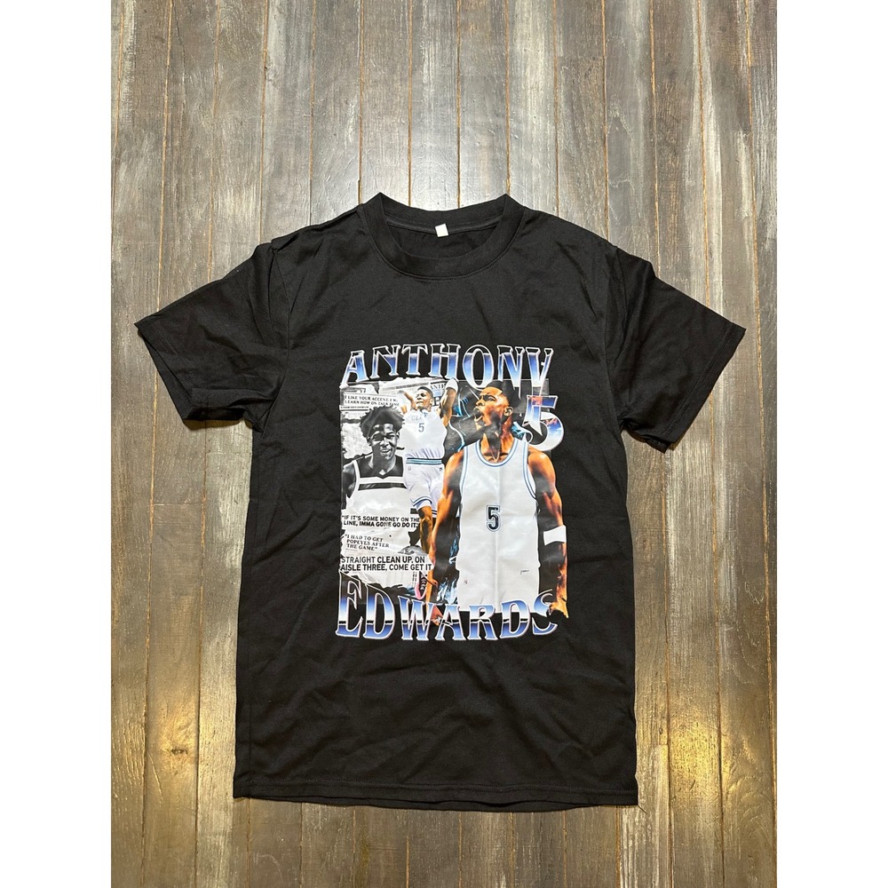 Anthony Edwards Minnesota‎ Timberwolves Graphic Tee Black NBA Basketball T-Shirt